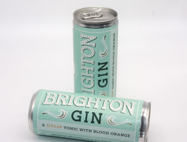 Can of Brighton Gin and Tonic with Blood Orange