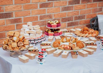Arrangement of afternoon tea goodies at a party